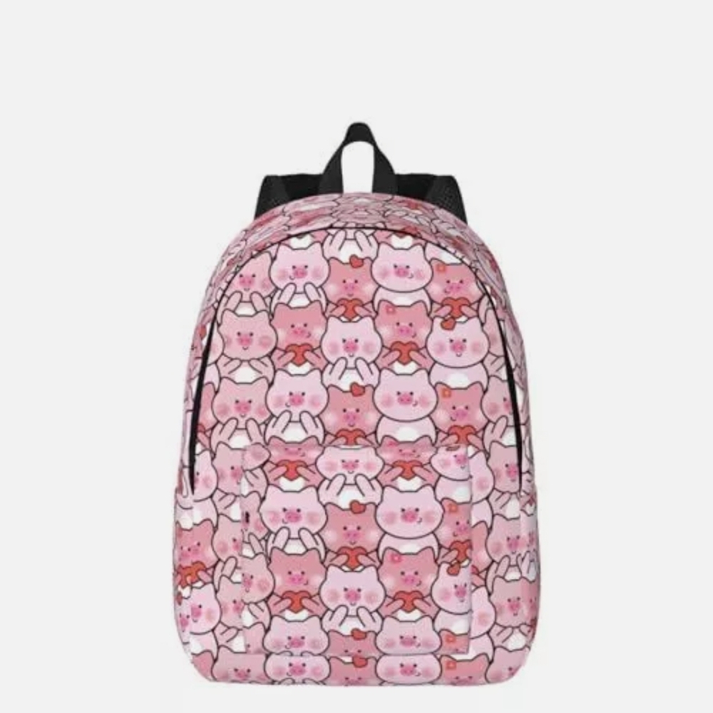 Charming Pink Animal Print Backpack (Pig Themed)